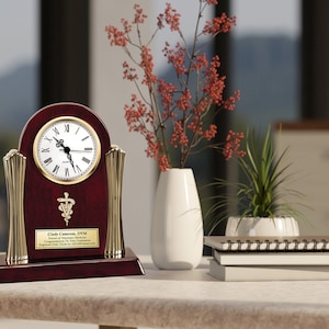 Custom Doctor of Veterinary Medicine logo engraved clock for birthday veterinarian student school graduate promotion gift DVM office award