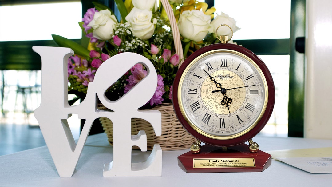 Engrave Shelf Gold Large Clock Anniversary Mantel Table Clocks Wedding ...