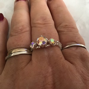 Beaded ring with crystal montee