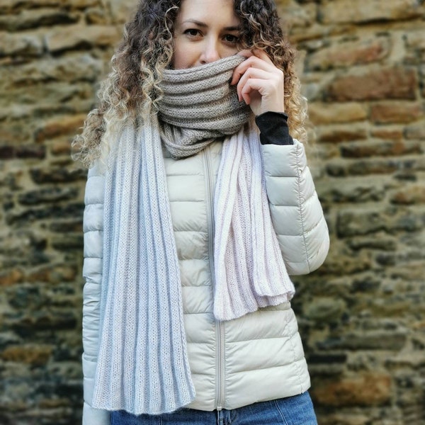 Warm mohair scarf / Color block scarf