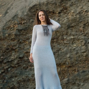 Mohair maxi dress / Winter dress / Beautiful warm dress / Handknit dress image 4