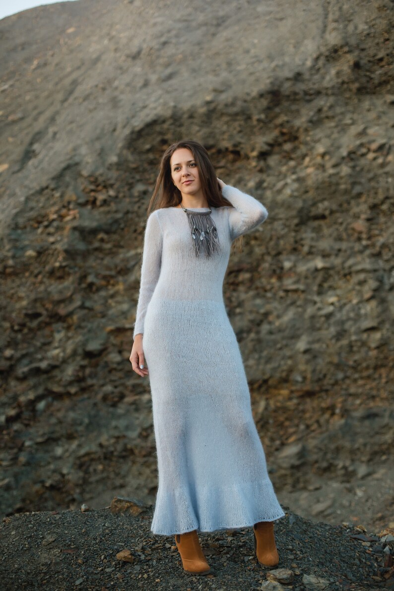 Mohair maxi dress / Winter dress / Beautiful warm dress / Handknit dress image 4