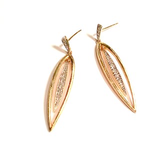 Diamond Earring, Gold Dangle Earrings, Drop Earrings, 10k Gold, Mid Century Jewelry, Gift for Her, Chic Unique, Heirloom Jewelry