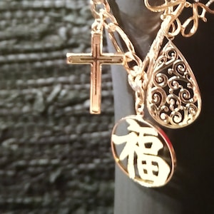Solid Gold Charm Bracelet, Vintage Charm Bracelet, 14 Unique Jumbo14k and 10k Gold charms, 15 grams, Heirloom Bracelet, Gift for Her