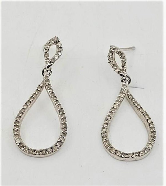 Diamond Earrings, Elegant 10k White Gold Diamond … - image 6