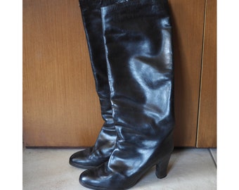 Black vintage leather boots
