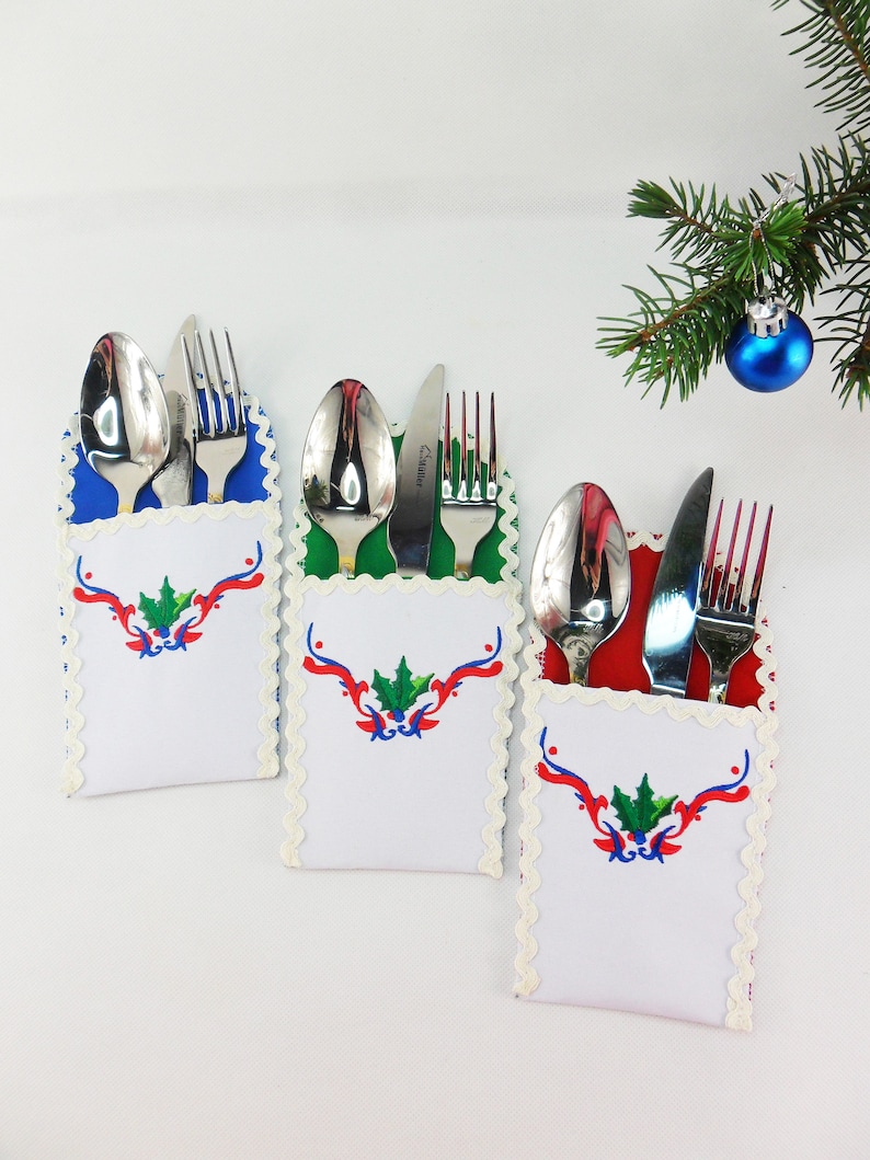 Cutlery holders for christmas Set of 6 Christmas Holders Etsy
