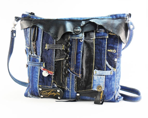 blue jean crossbody purse