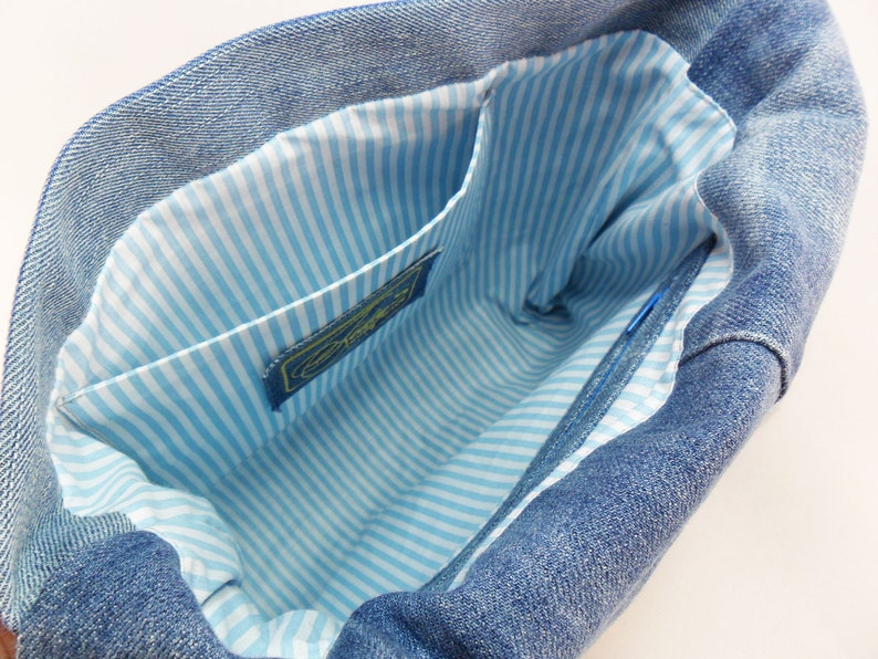 Denim Upcycled bag Blue denim crossbody Jeans school bag Etsy