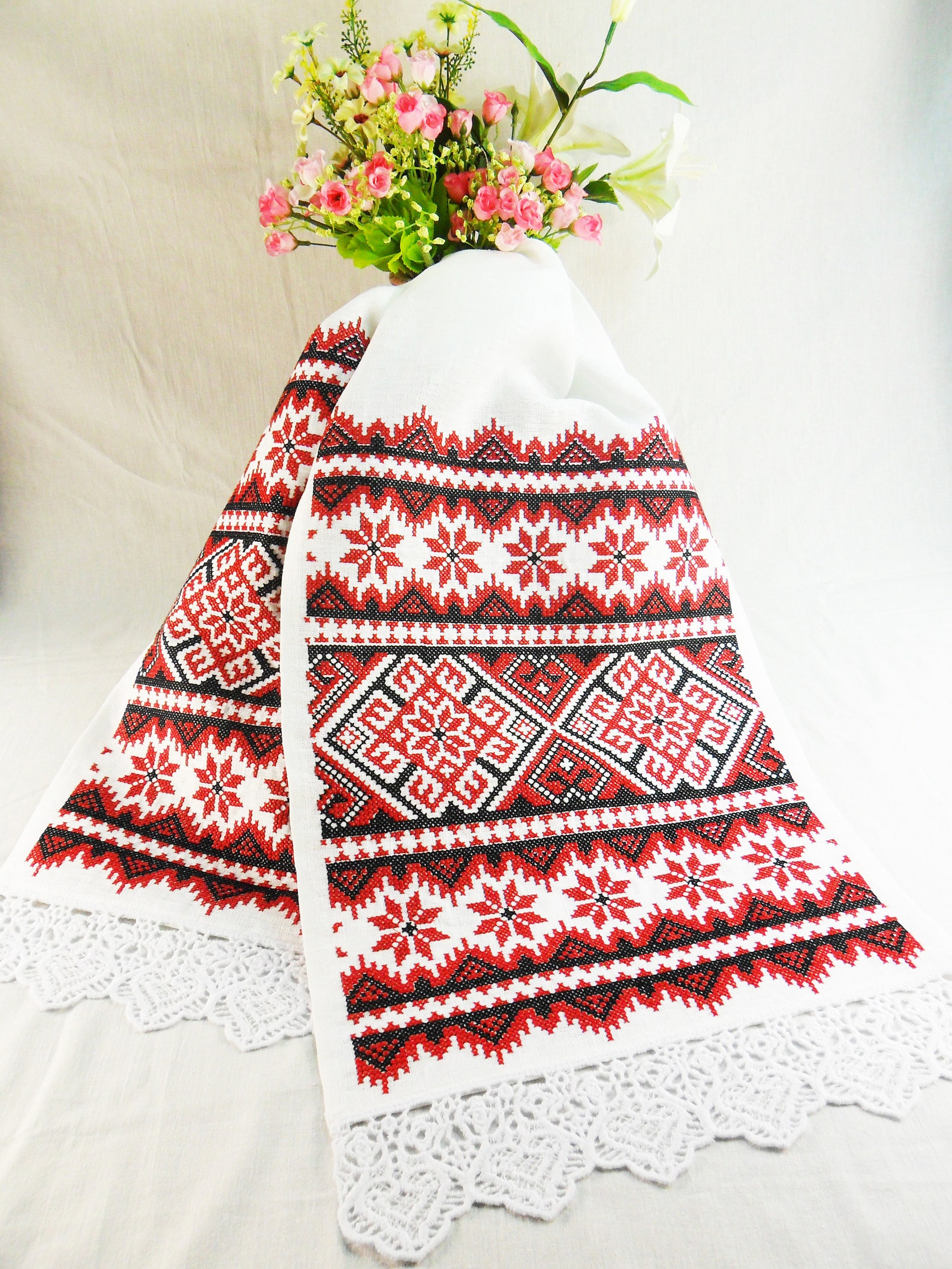 Rustic linen table runner Ukrainian embroidered table runner Etsy