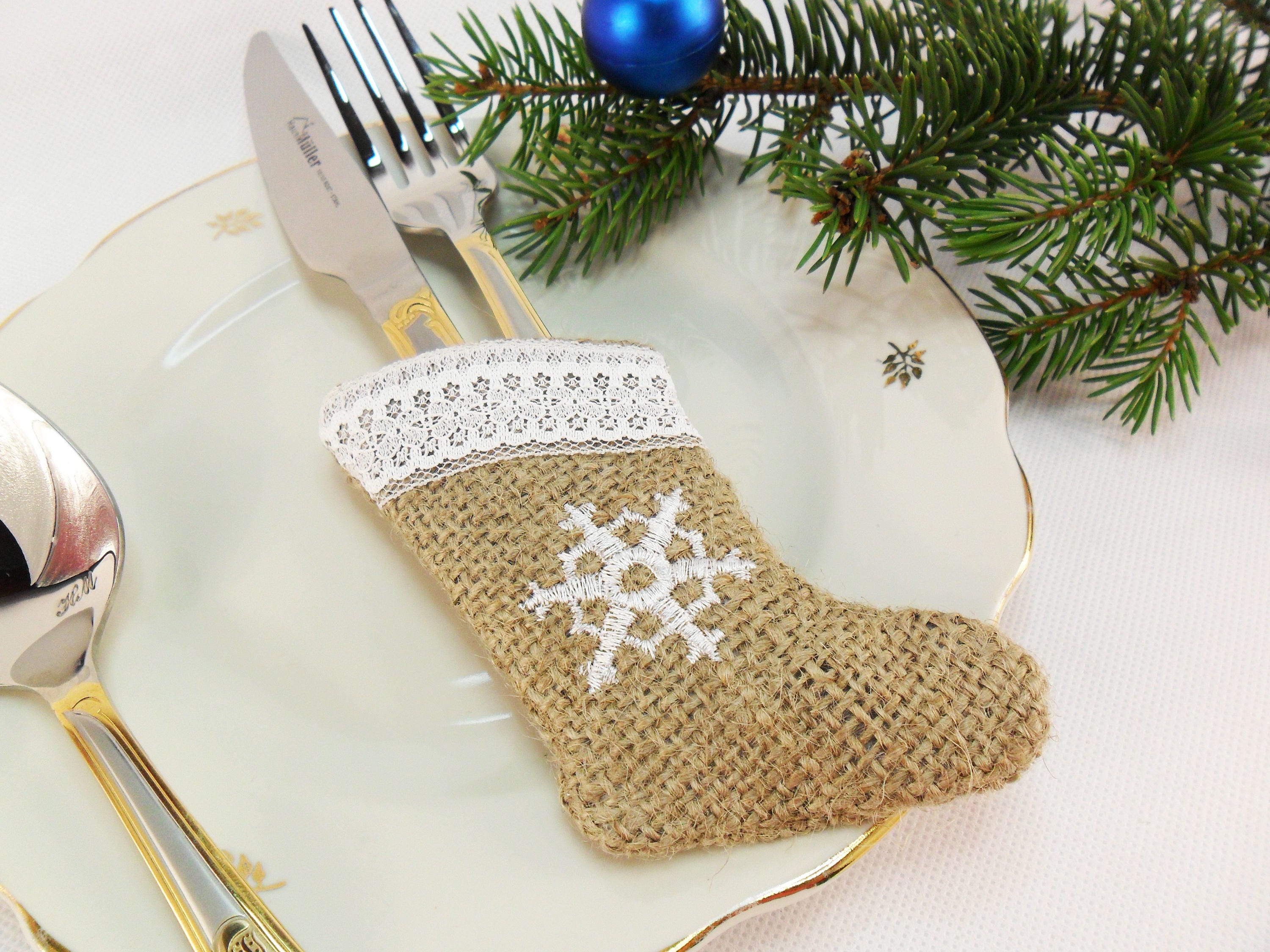 Set of 6 Christmas Silverware Holder Christmas Table Decor Etsy