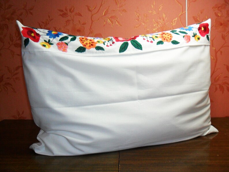 Embroidered Pillowcase Bright orange red flower pillow case Etsy
