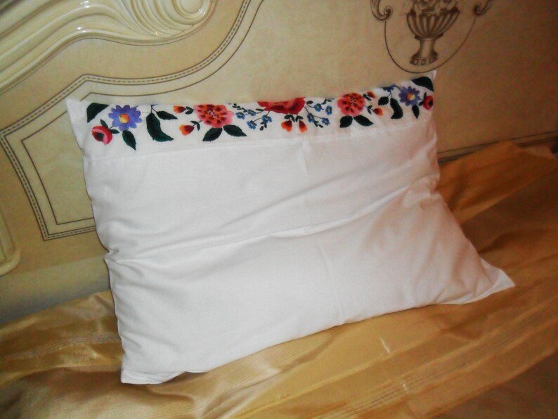Embroidered Pillowcase Bright orange red flower pillow case Etsy