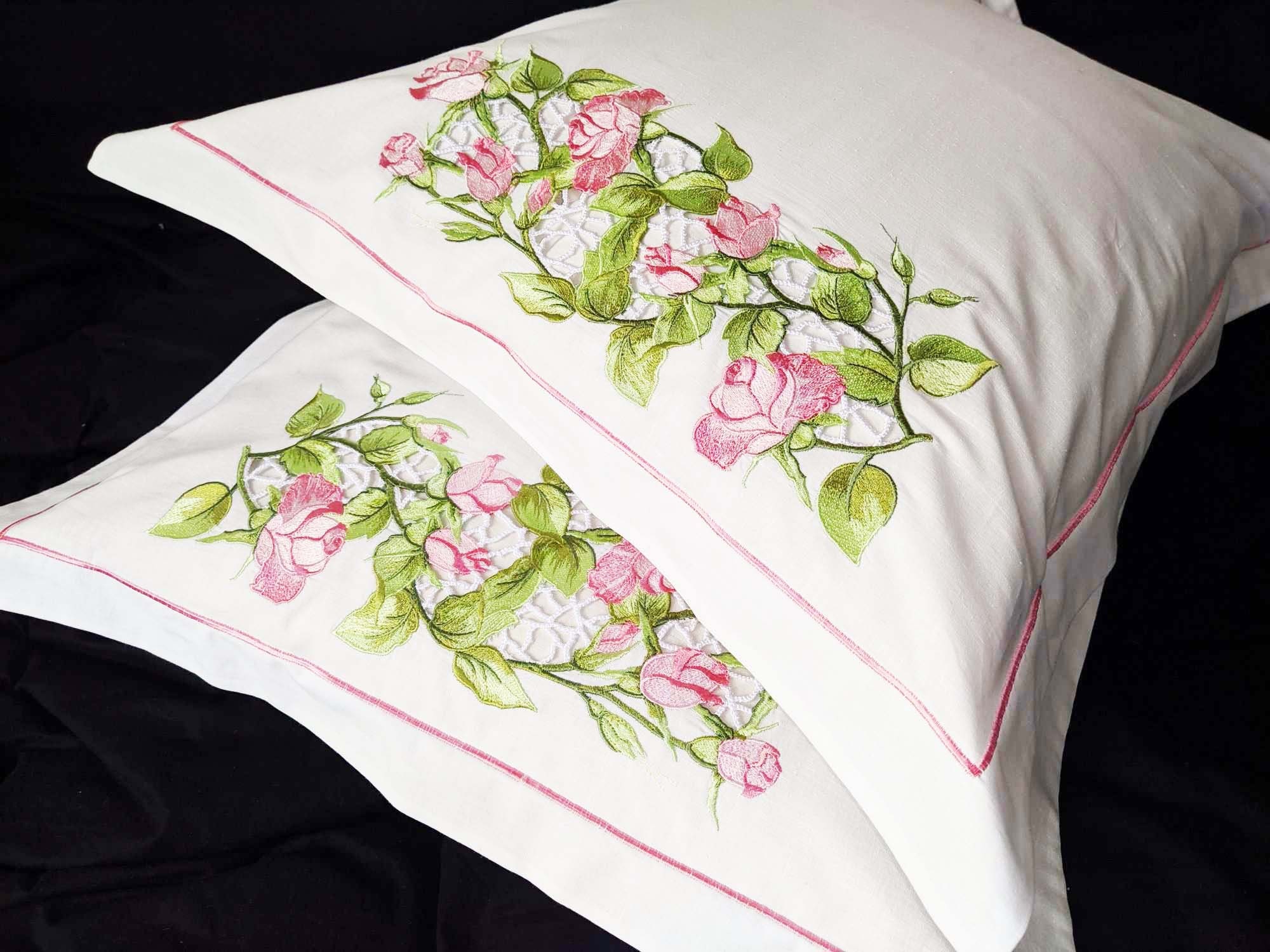 White pillowcase with flange Natural cotton pillowcase with Etsy