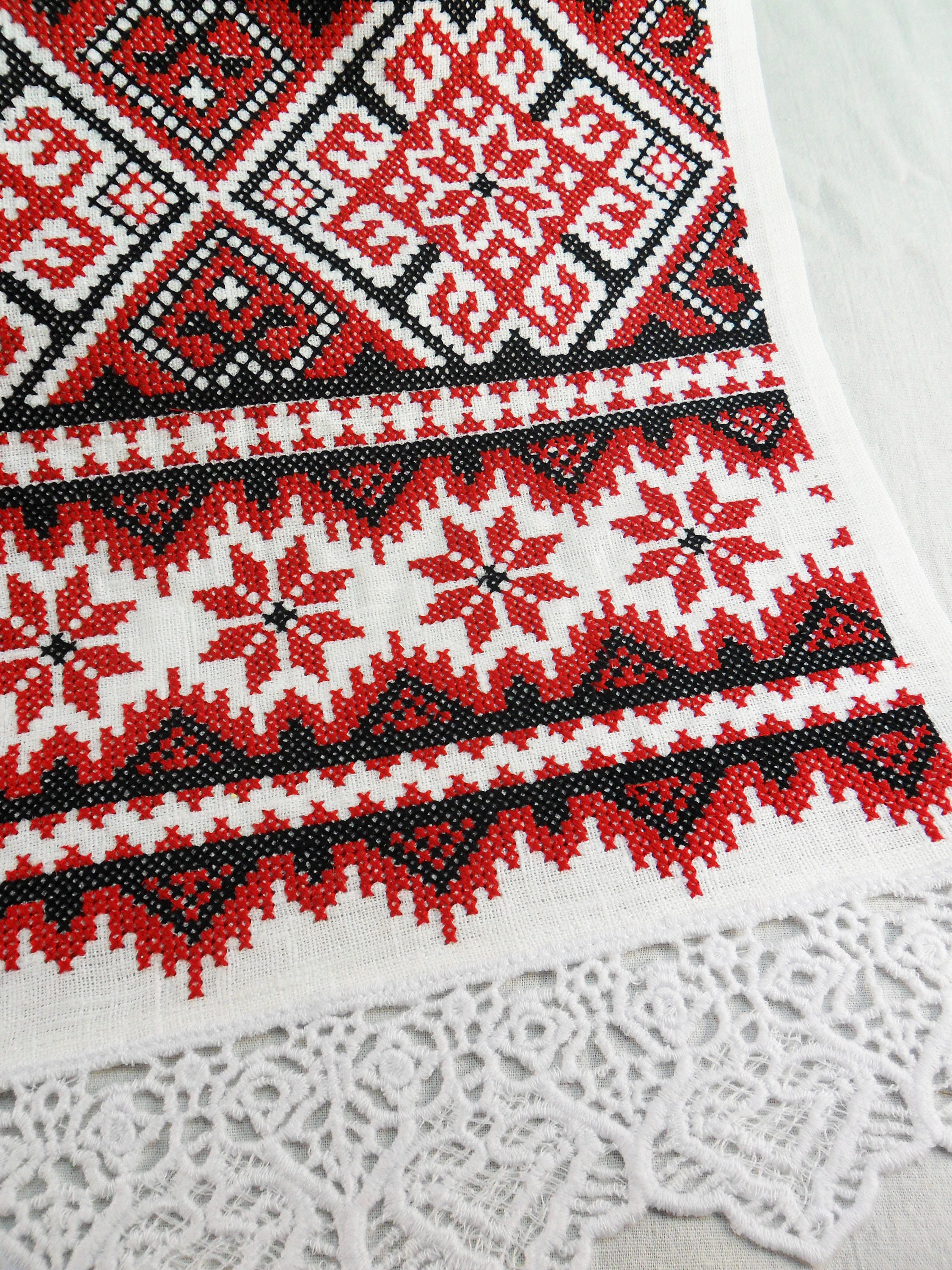 Rustic linen table runner Ukrainian embroidered table runner Etsy