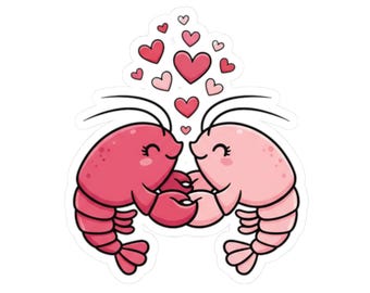 Pegatina de San Valentín con langosta y vinilo brillante