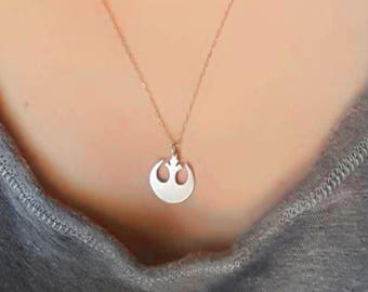 silver Rebel Alliance necklace - silver Rebel Alliance pendant - starbird pendant - rebellion - rebel logo - geeks necklace - Sci-Fi gift