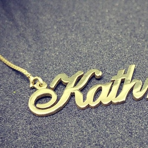 Yellow Gold Necklace Chain Personalized / 14K Solid Gold Nameplate