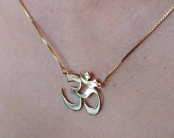 Gold Om Necklace - Goa jewelry - Indian symbol necklace