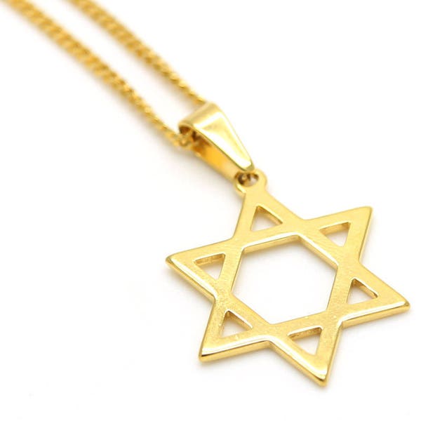 étoile d'or du collier de david , Pendentif star of david , étoile de David , collier / chaîne / pendentif / perles / sautoir , étoile juive