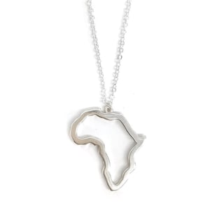 925 Silver Africa Necklace for woman Africa jewelry for woman Africa pendant necklace Africa map pendant Africa map necklace for woman image 1