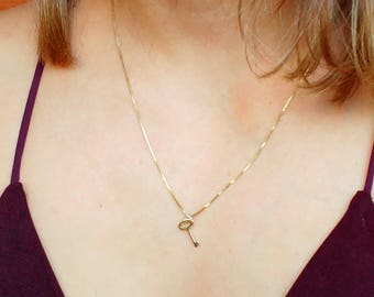 tiny key necklace for women - gold key necklace vintage - key necklace sterling silver - tiny key pendant - small key charm rose gold gift