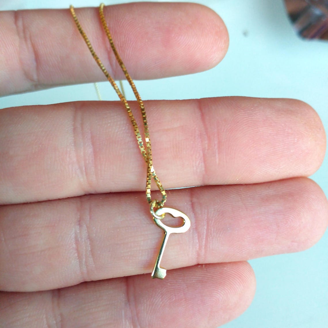 Tiny Key Necklace for Women Gold Key Necklace Vintage Key Etsy