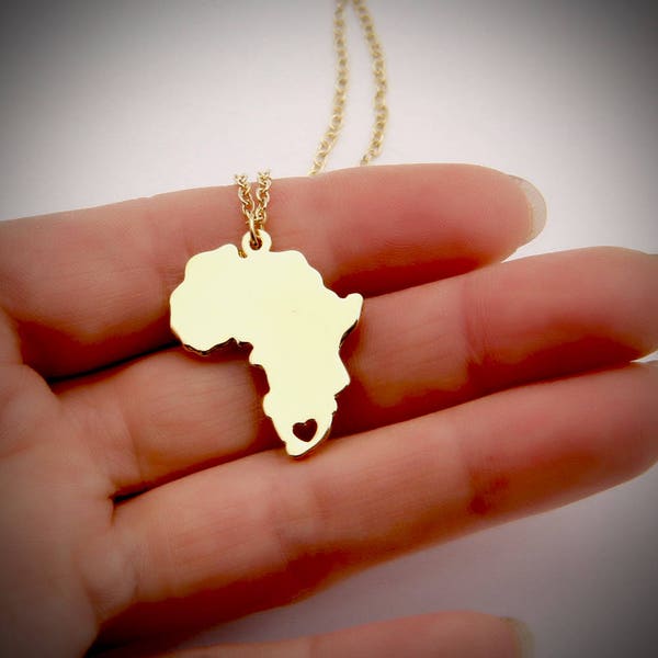 Africa necklace gold - South Africa pendant gold