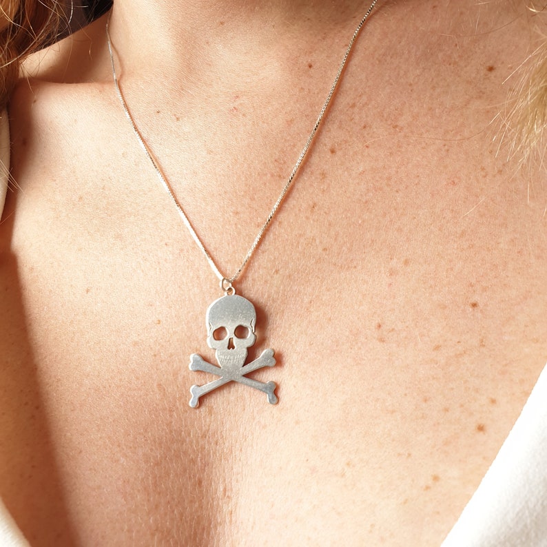 Skull charm Skull Pendant Necklace Sterling Silver 925