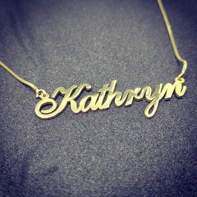 Real Gold Name Necklace Custom Gold Name Necklace Gold Etsy