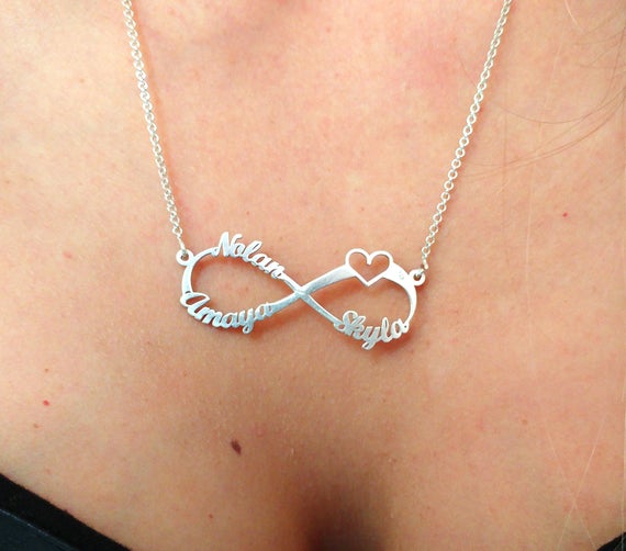 Infinity necklace with three names clearance