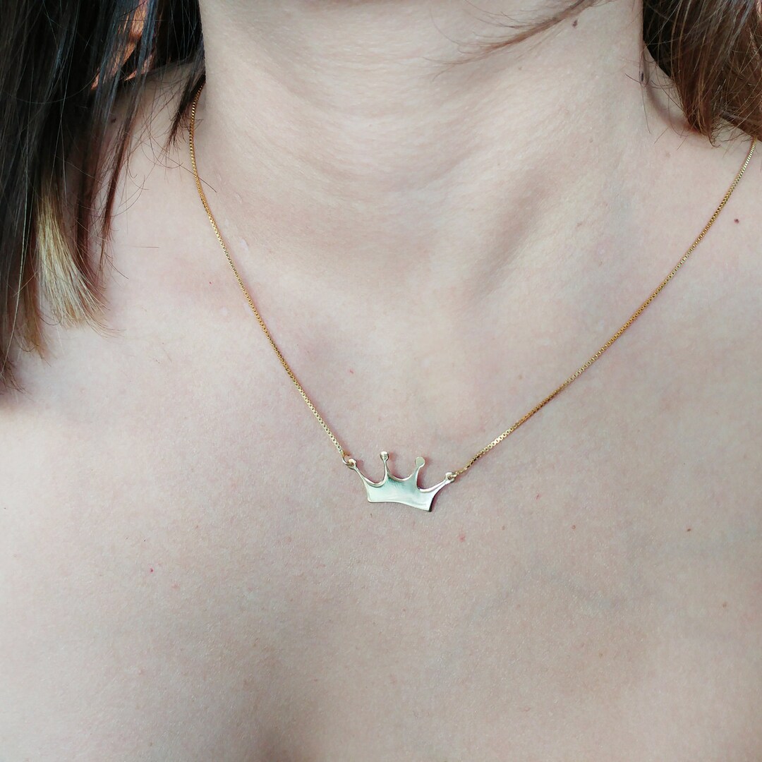 Gold Crown Pendant Necklace Crown Gold Necklace Gold Crown Necklace