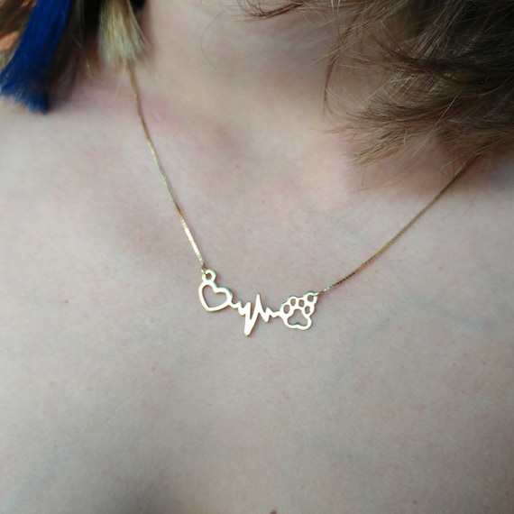 Footprint Necklace Heartbeat Necklace With Heart Dog Toofprint 14k Gold Heart Beat Necklace Animals Lover Gifts Idiaes Etsy Canada