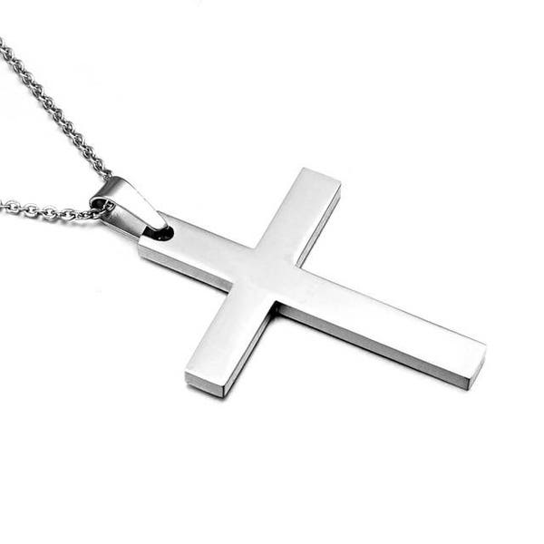 simple cross necklace silver cross pendant jewelry necklace with cross sterling silver cross chain , collier croix argent pendentif croix