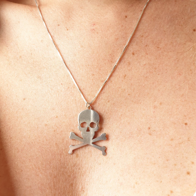 Skull charm Skull Pendant Necklace Sterling Silver 925