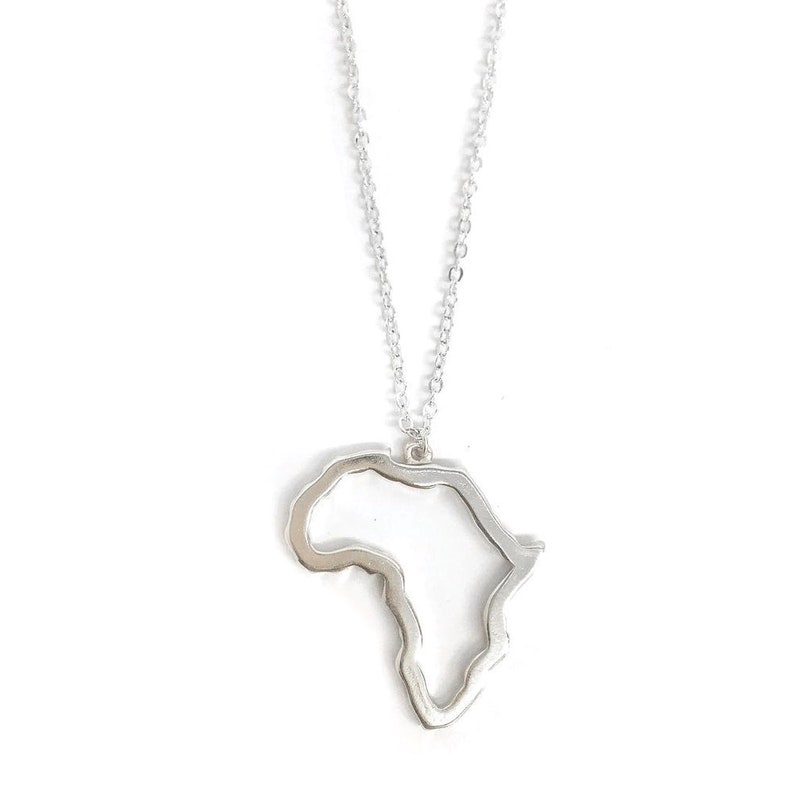 925 Silver Africa Necklace for woman Africa jewelry for woman Africa pendant necklace Africa map pendant Africa map necklace for woman image 1