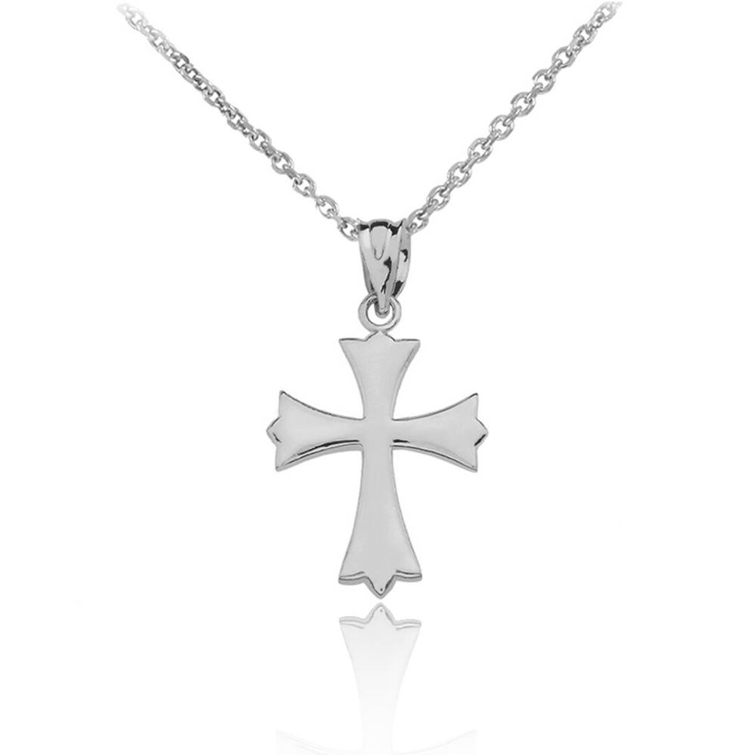 Roman Catholic Cross Necklace Christian Cross Silver / 14k Solid Gold