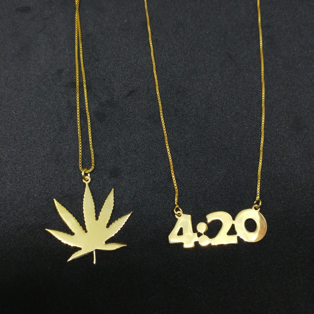 Set 420 Weed Leaf Necklaces Cannabis Set Necklace Marijuana Leaf Jewelry Gold Marijuana Leaf