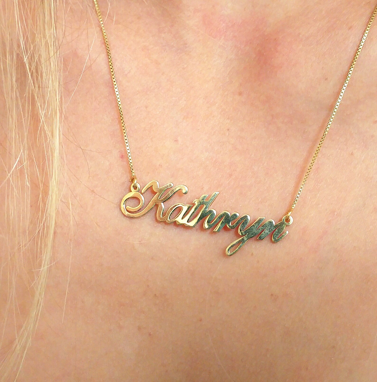 Real Gold Name Necklace Custom Gold Name Necklace Gold Etsy