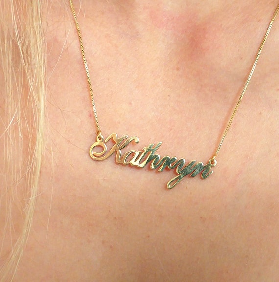 Real Gold Name Necklace Custom Gold 