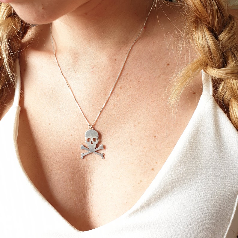 Skull charm Skull Pendant Necklace Sterling Silver 925