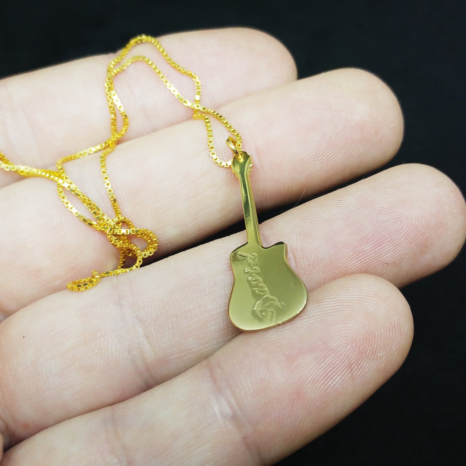 Gold tiny guitar necklace gold guitar pendant necklace Etsy