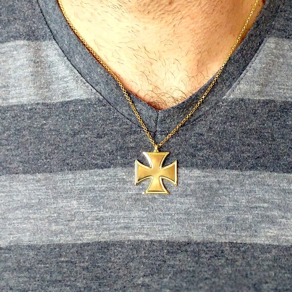 Gold iron cross pendant deals