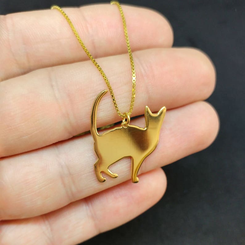 Cat necklace personalized cat necklace gold engraved cat | Etsy