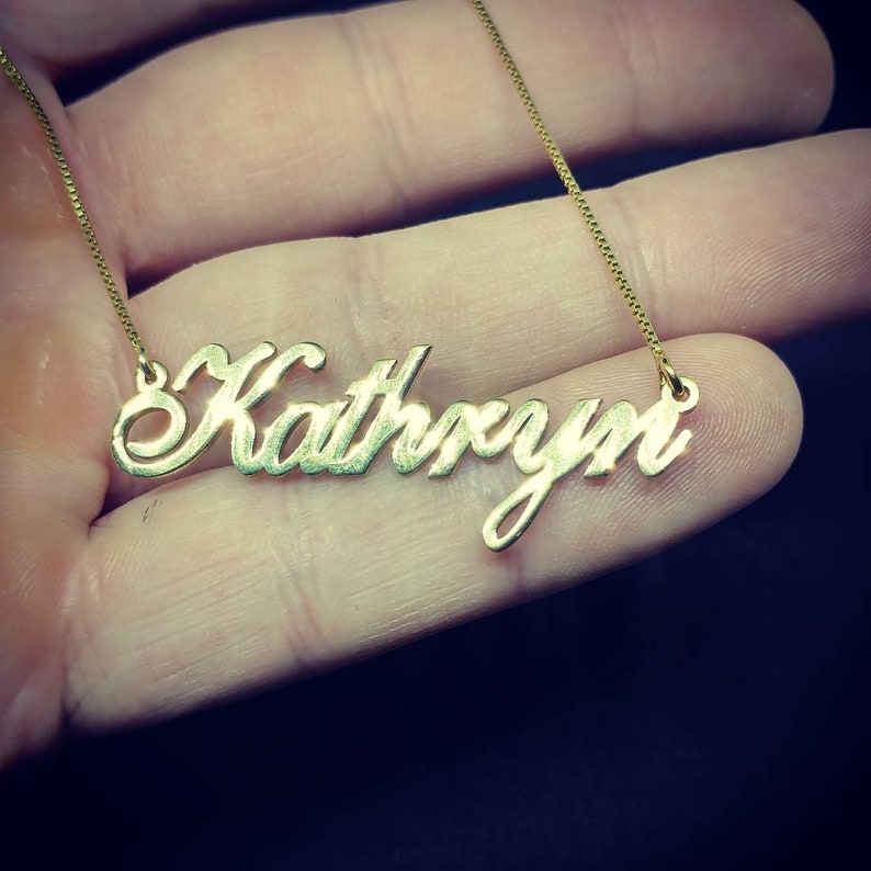 Real Gold Name Necklace Custom Gold Name Necklace Gold Etsy