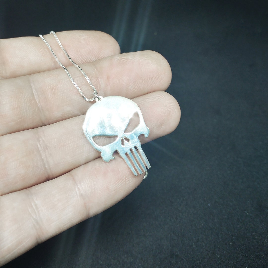 Mens Skull Necklace Silver or Gold / the Punisher Necklace / Etsy