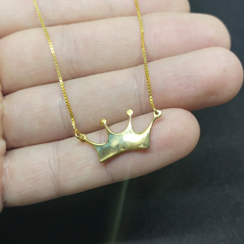 Gold Crown Pendant Necklace Crown Gold Necklace Gold Crown Etsy UK
