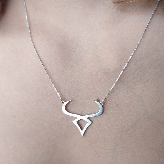 Silver Taurus Zodiac Sign Necklace 
