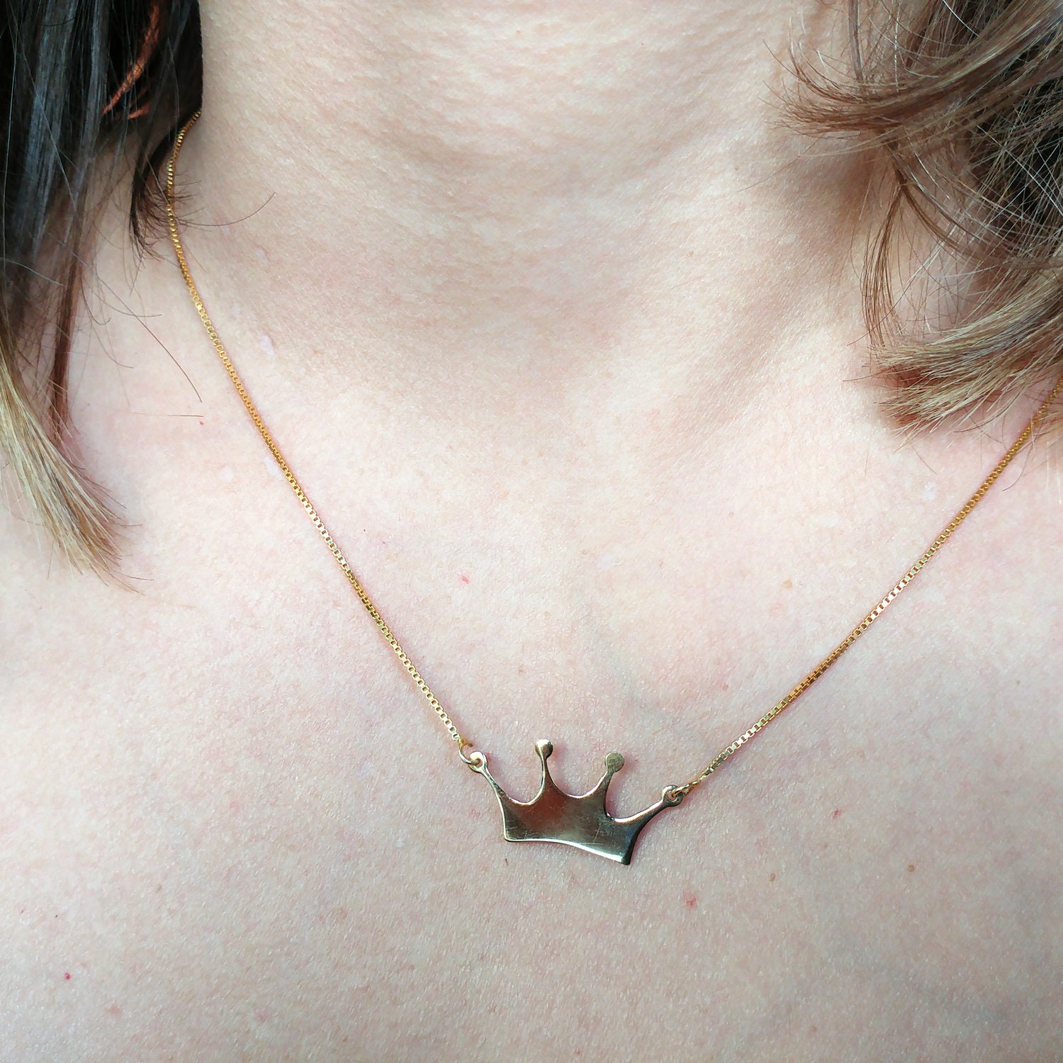 Gold Crown Pendant Necklace Crown Gold Necklace Gold Crown Etsy UK