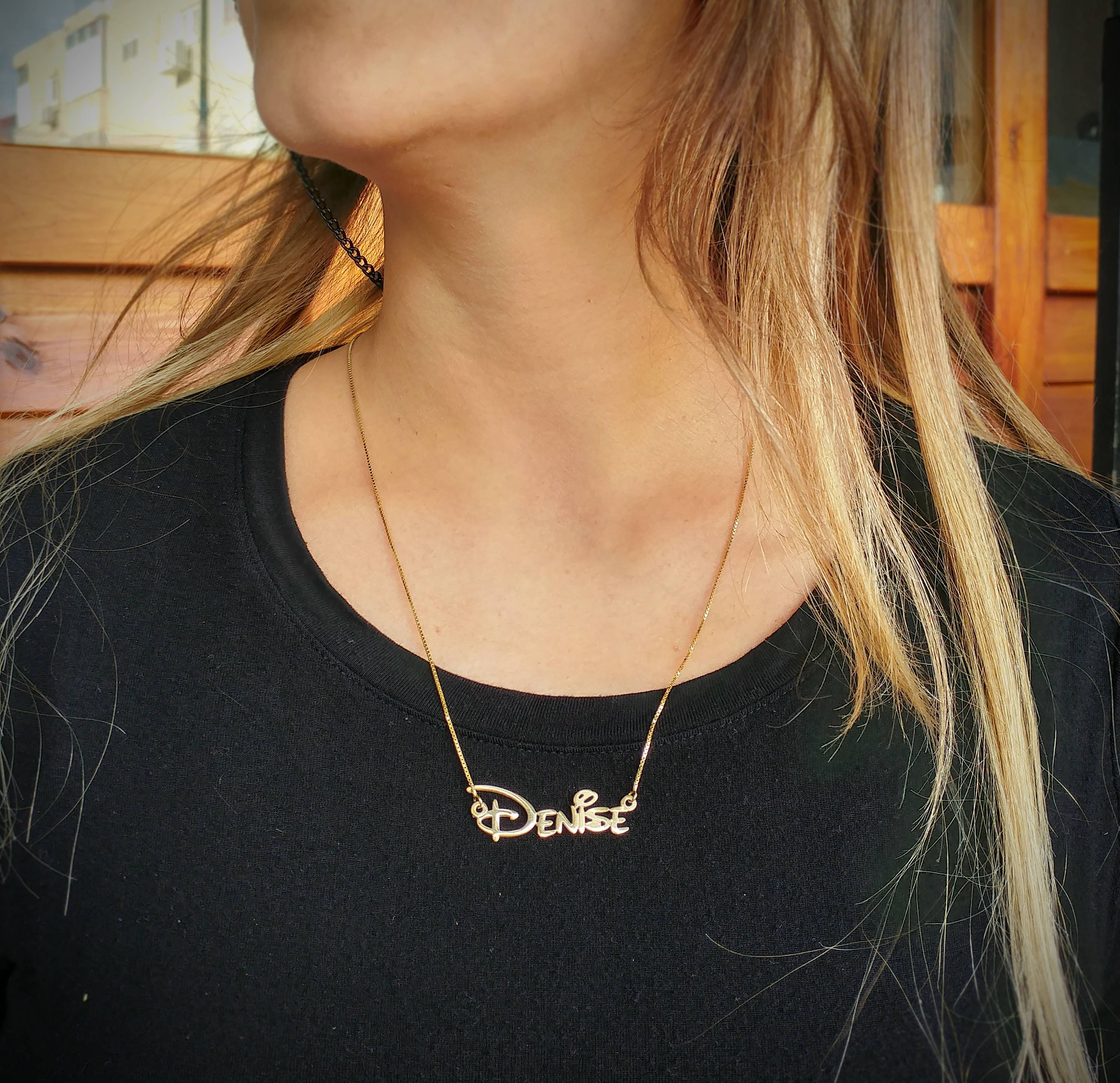 Gold Disney Font Pendant Disney Jewelry Disney Lovers Disney Gift